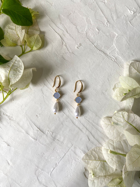 Blue connector earrings