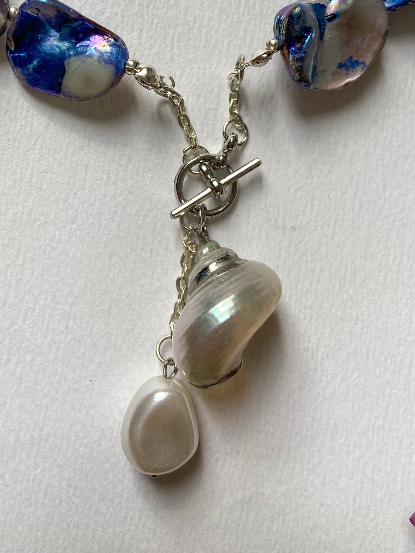 Blue Shell Bead Necklace