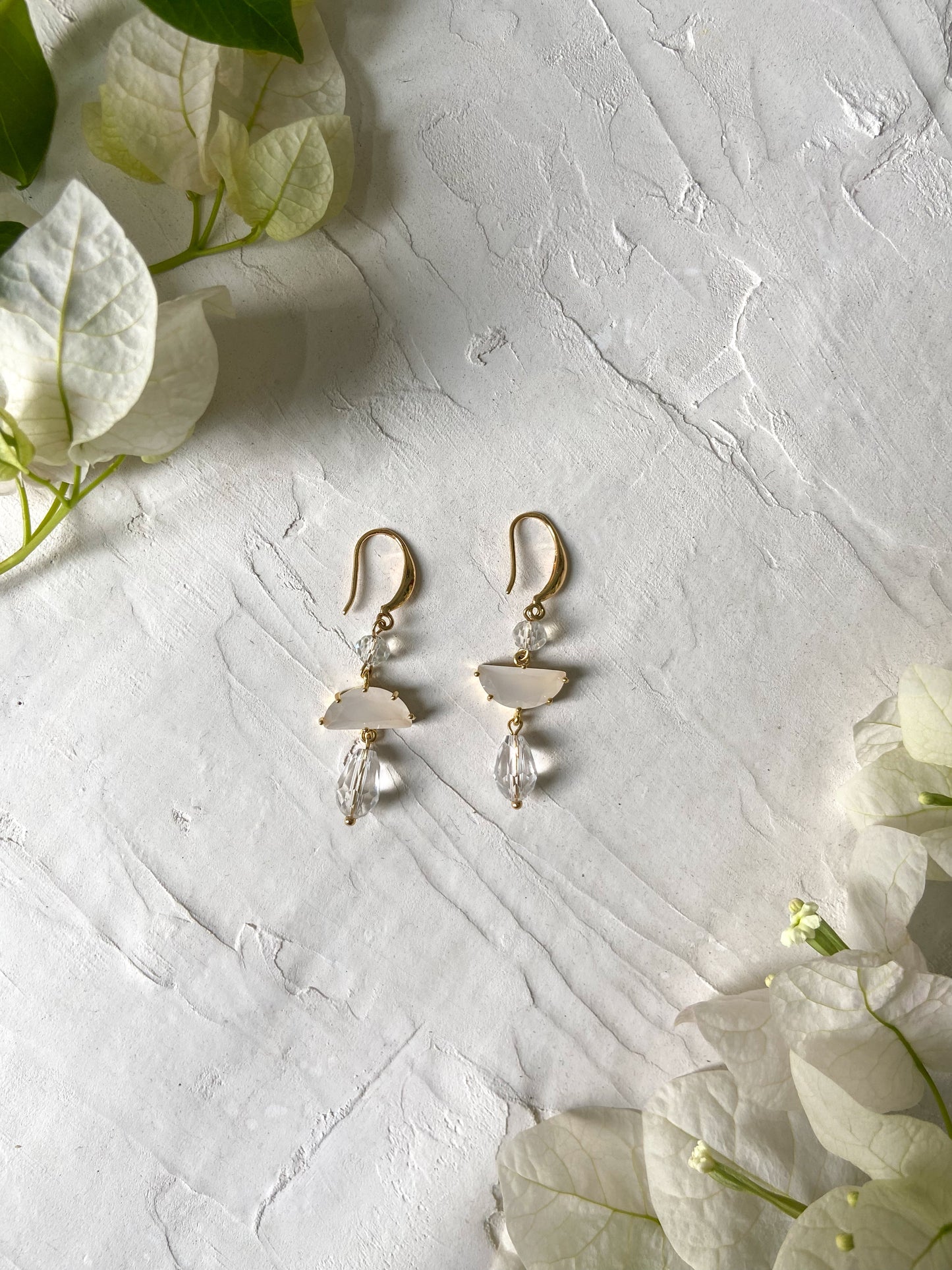 Crystal connector earrings