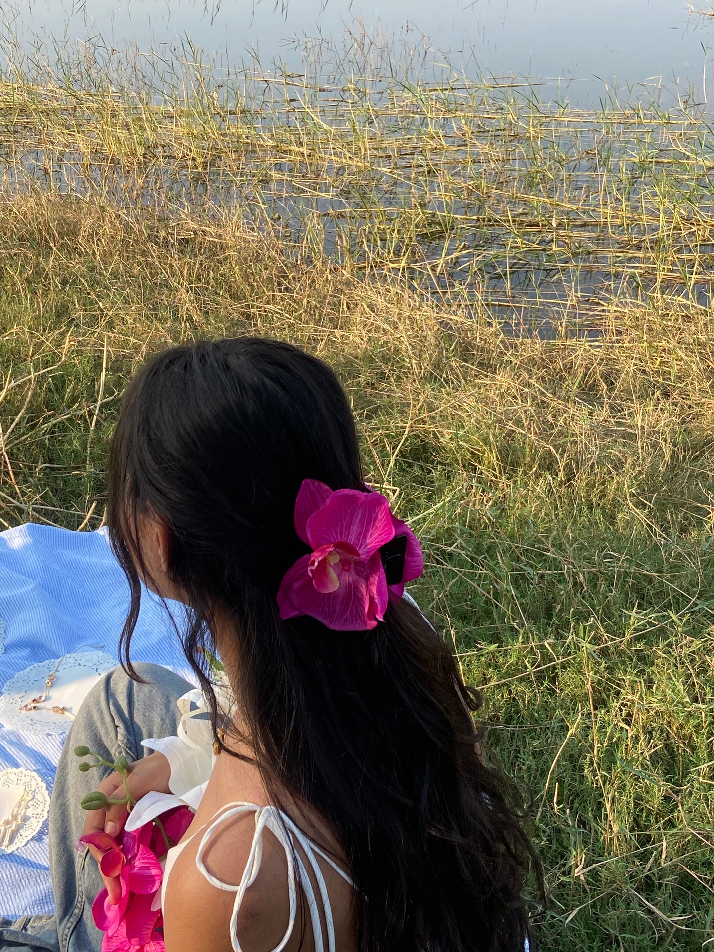 Orchid hair clip