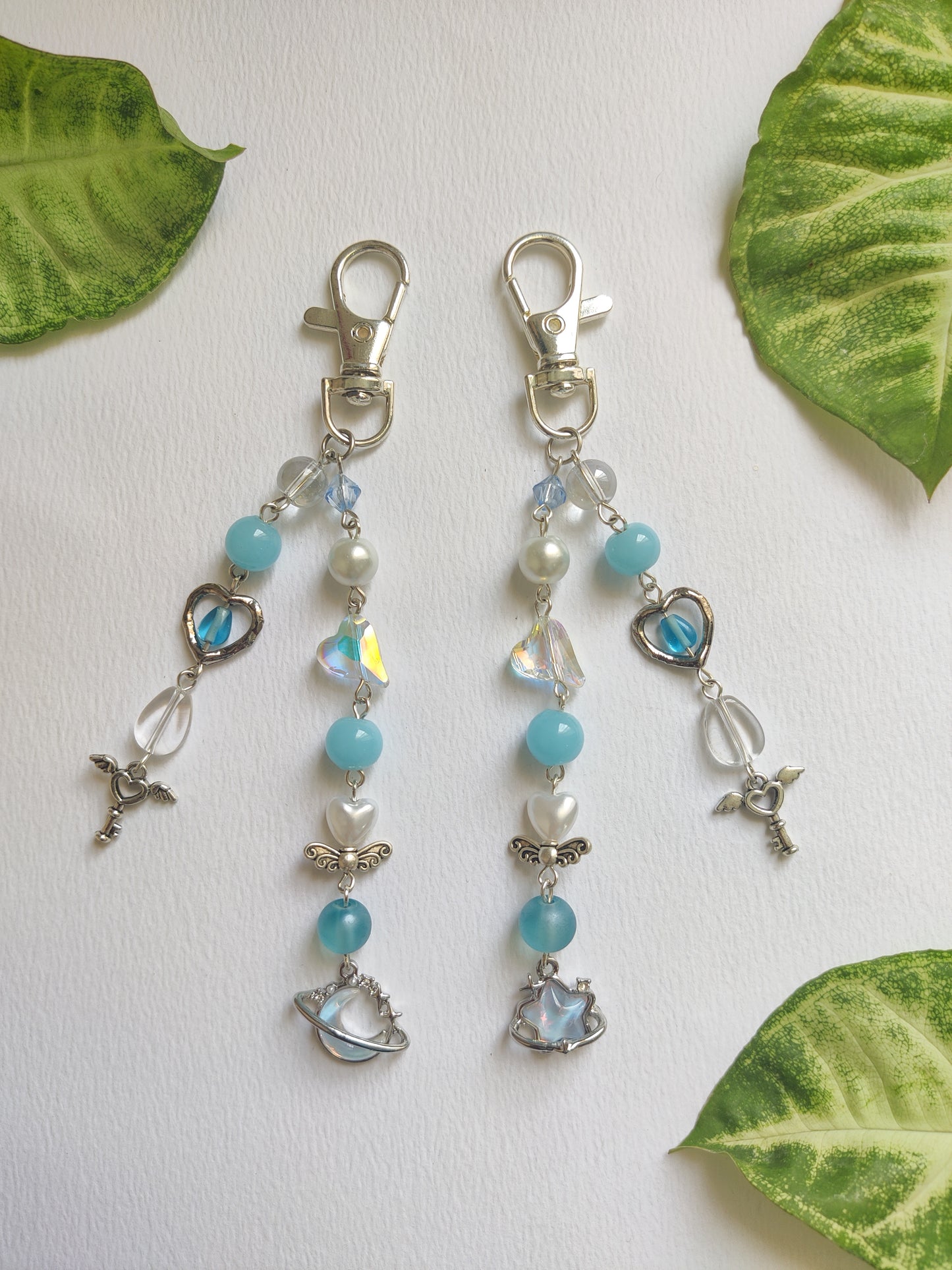 Moon and Star Keychains