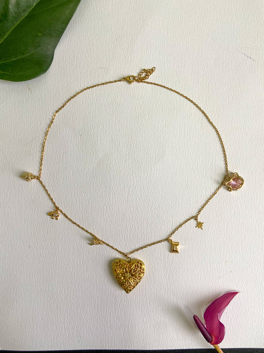 Gold charm necklace 2