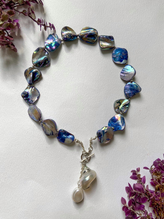 Blue Shell Bead Necklace