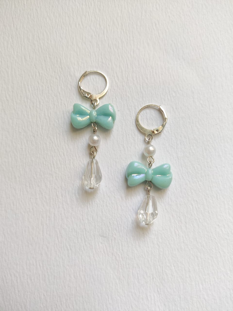 Blue bow earrings