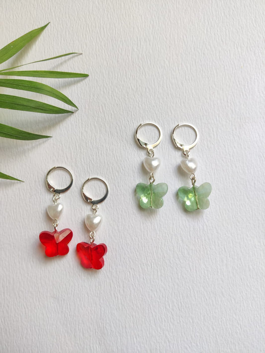 Heart butterfly earrings