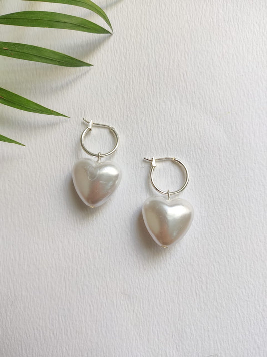 Pearl heart hoops