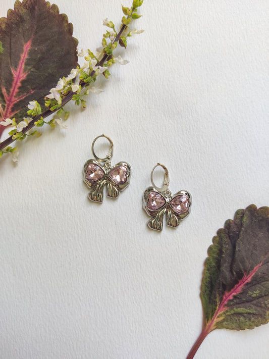 Pink Bow Earrings